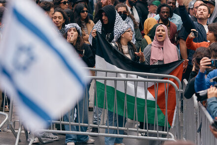 Pro-Israel and pro-Palestinian demonstrators stage impassioned protests in New York.