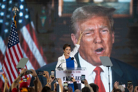 Kari Lake Stokes Fear and Leans on Trump as She Formally Opens Senate Run