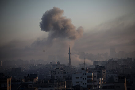 Footage Shows Gaza City Skyline Under Israeli Airstrikes