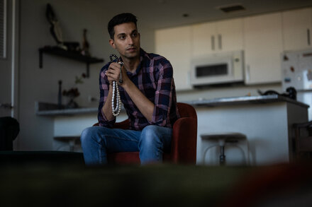 In Washington, a son of Gaza keeps watch for precious messages that his parents are still alive.