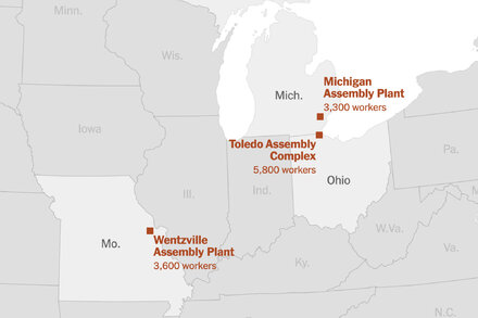 Here Are the Plants Where U.A.W. Strikes Are Happening