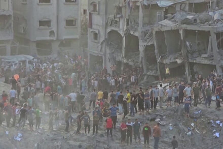 Videos show a densely populated area of Gaza decimated by Israel’s airstrike.