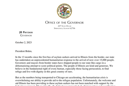 Gov. J.B. Pritzker’s Letter to President Biden